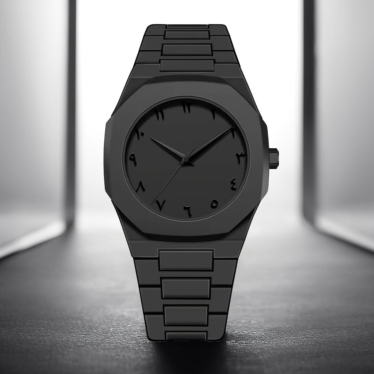Black Aura Arabic Numeral Watch – Minimalist Luxury - LUXORA